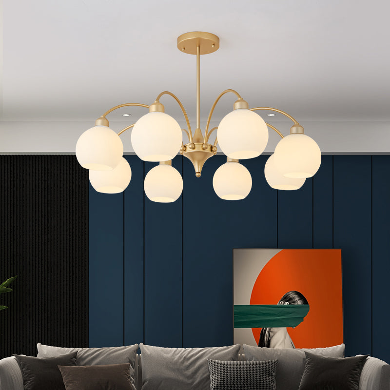 Modern Glass Chandelier Light Globe Shade Multi-Head Pendant Lamps for Living Room