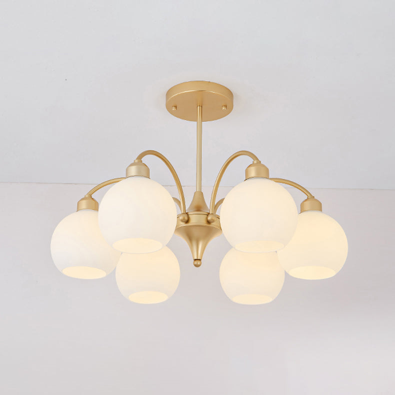 Modern Glass Chandelier Light Globe Shade Multi-Head Pendant Lamps for Living Room