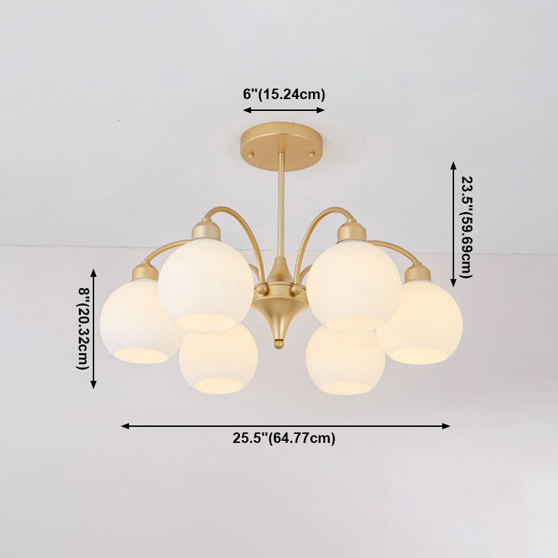 Modern Glass Chandelier Light Globe Shade Multi-Head Pendant Lamps for Living Room