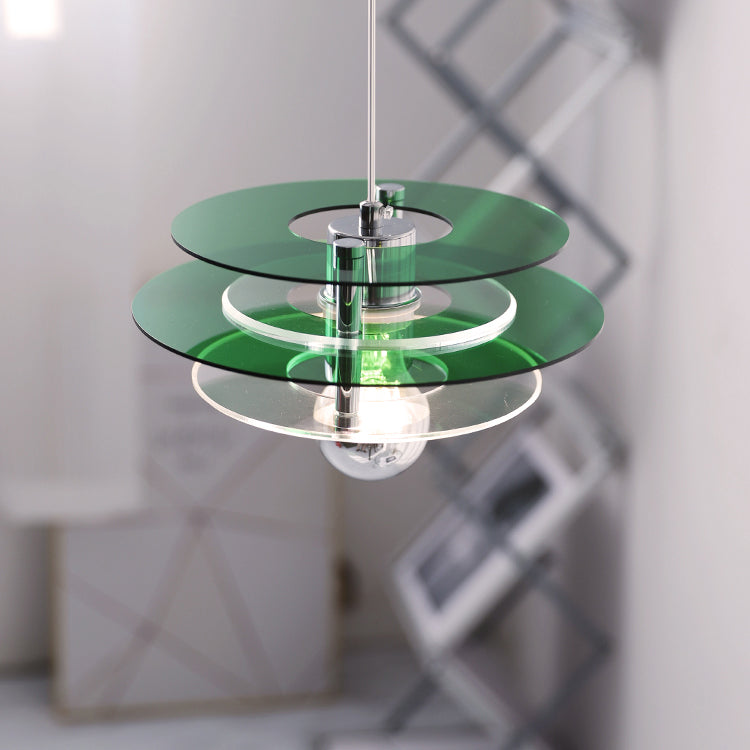 Nordic Style Macaron Pendant Light 1 Light Metal Acrylic Hanging Light for Bedside