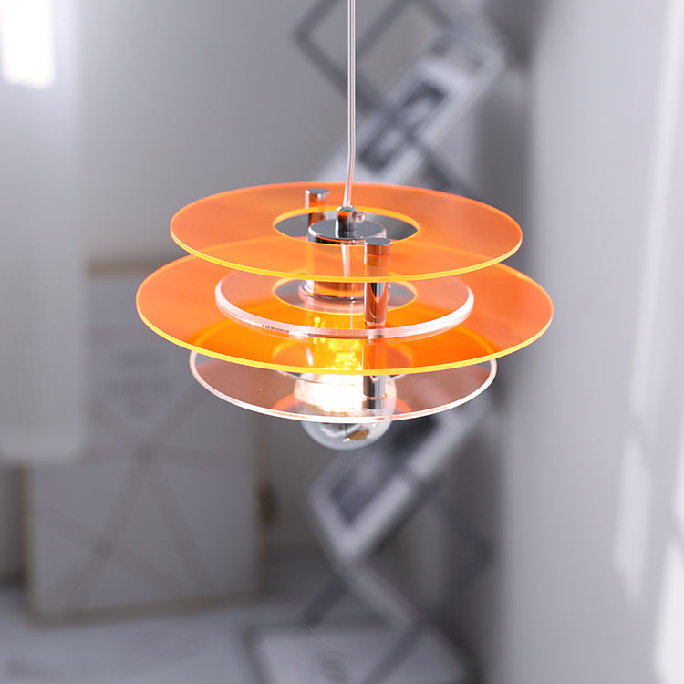 Nordic Style Macaron Pendant Light 1 Light Metal Acrylic Hanging Light for Bedside