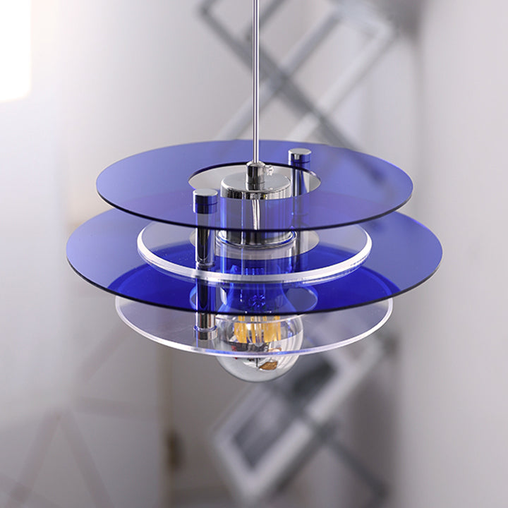 Nordic Style Macaron Pendant Light 1 Light Metal Acrylic Hanging Light for Bedside