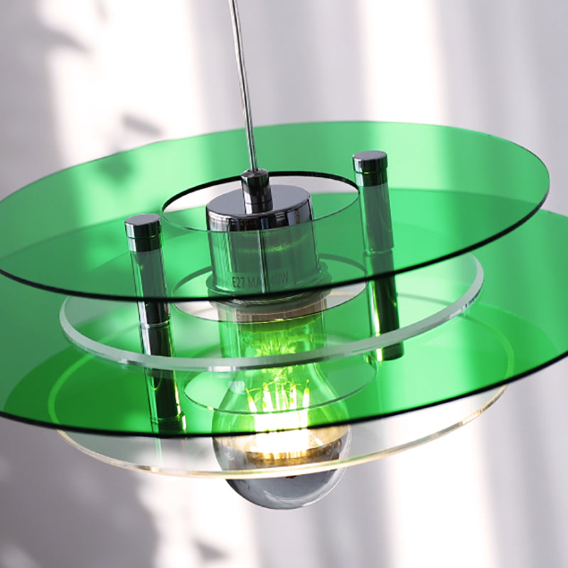 Nordic Style Macaron Pendant Light 1 Light Metal Acrylic Hanging Light for Bedside