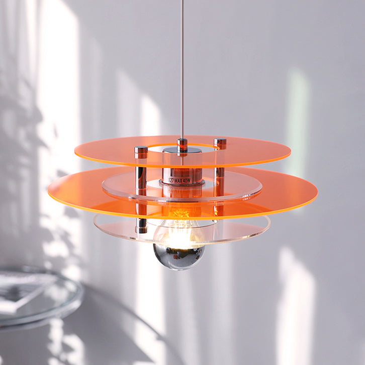 Nordic Style Macaron Pendant Light 1 Light Metal Acrylic Hanging Light for Bedside
