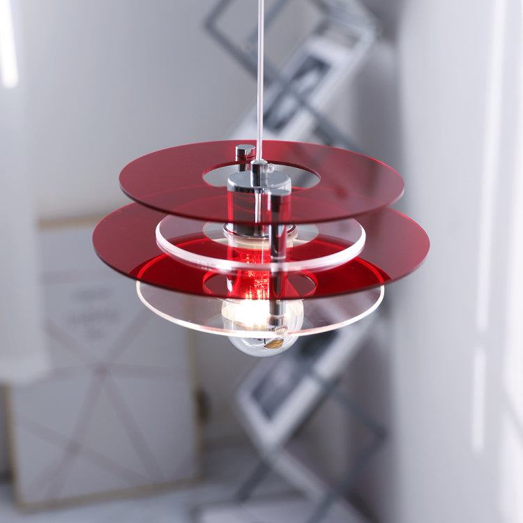 Nordic Style Macaron Pendant Light 1 Light Metal Acrylic Hanging Light for Bedside