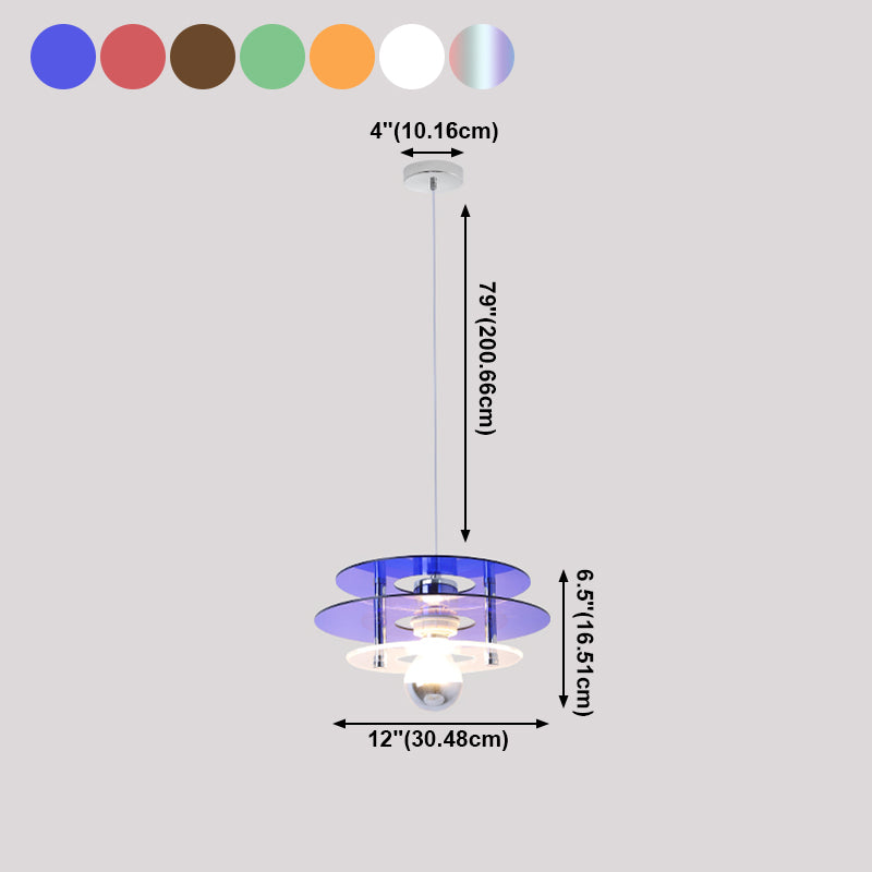 Nordic Style Macaron Pendant Light 1 Light Metal Acrylic Hanging Light for Bedside