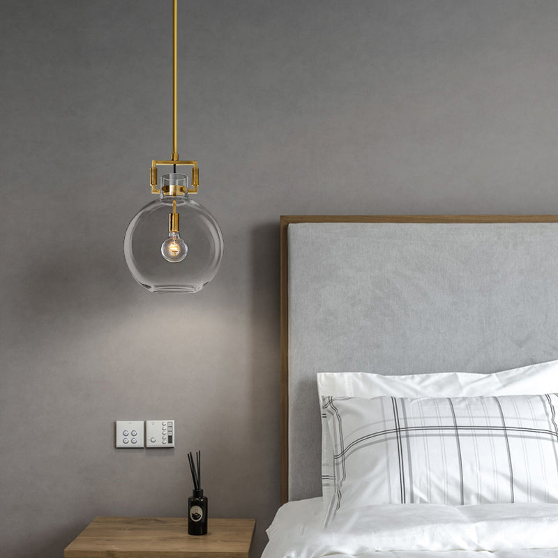 Stile industriale sospeso a sospensione vetro trasparente 1 testa a testa leggera per il ristorante Cafe