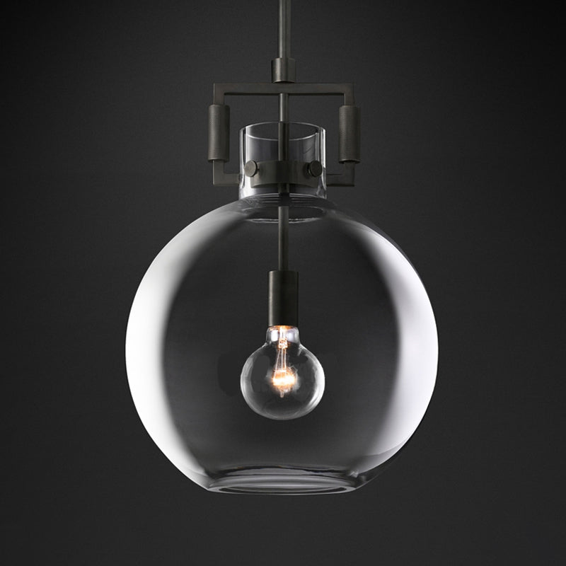 Stile industriale sospeso a sospensione vetro trasparente 1 testa a testa leggera per il ristorante Cafe