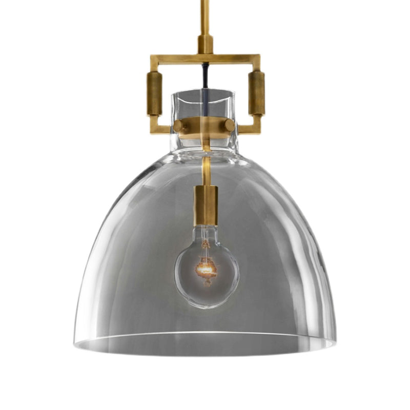 Stile industriale sospeso a sospensione vetro trasparente 1 testa a testa leggera per il ristorante Cafe