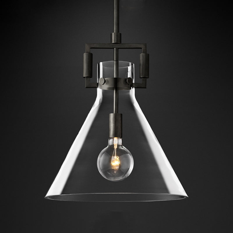 Stile industriale sospeso a sospensione vetro trasparente 1 testa a testa leggera per il ristorante Cafe