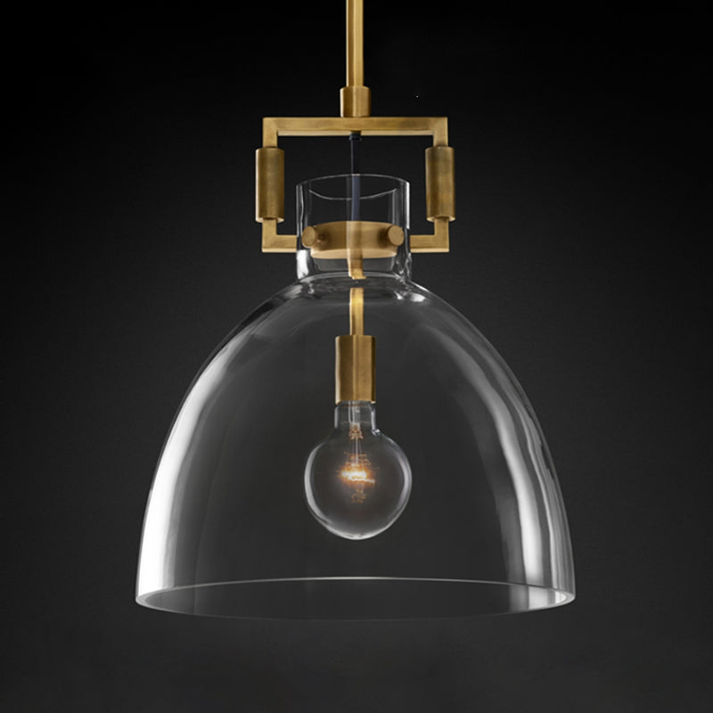 Stile industriale sospeso a sospensione vetro trasparente 1 testa a testa leggera per il ristorante Cafe