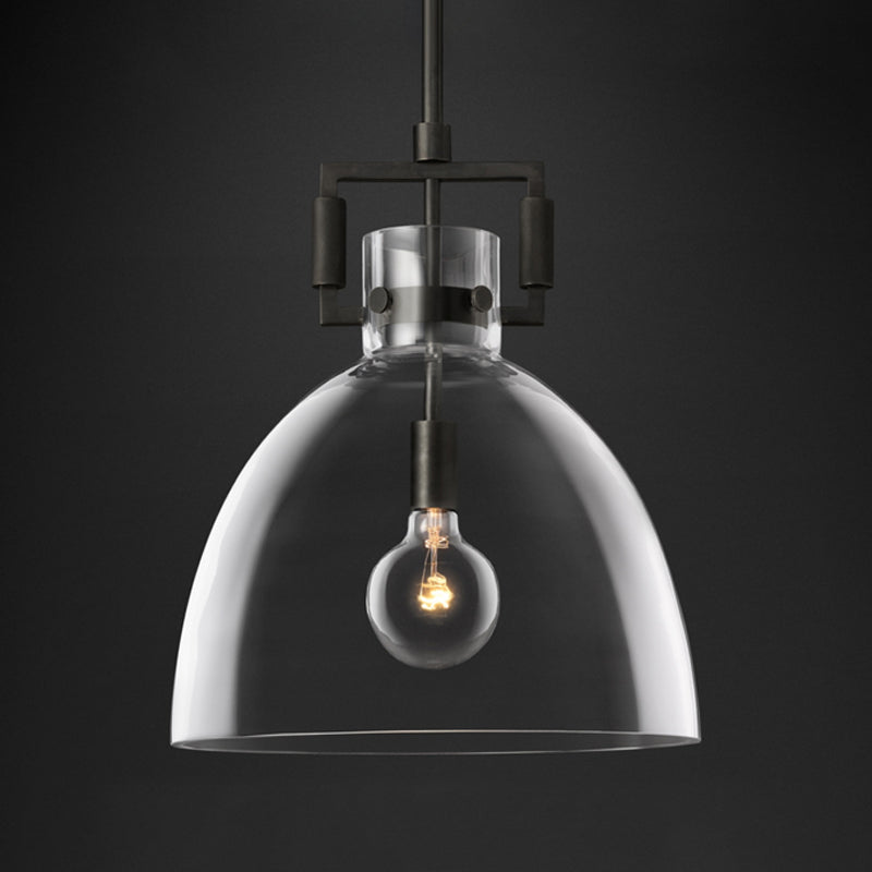 Stile industriale sospeso a sospensione vetro trasparente 1 testa a testa leggera per il ristorante Cafe