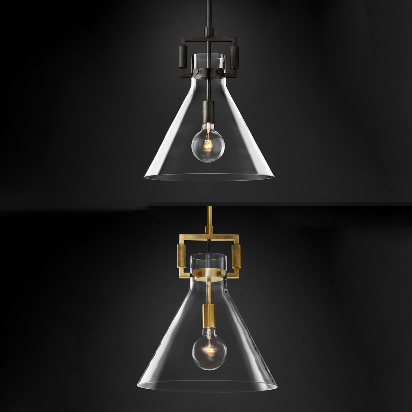 Stile industriale sospeso a sospensione vetro trasparente 1 testa a testa leggera per il ristorante Cafe