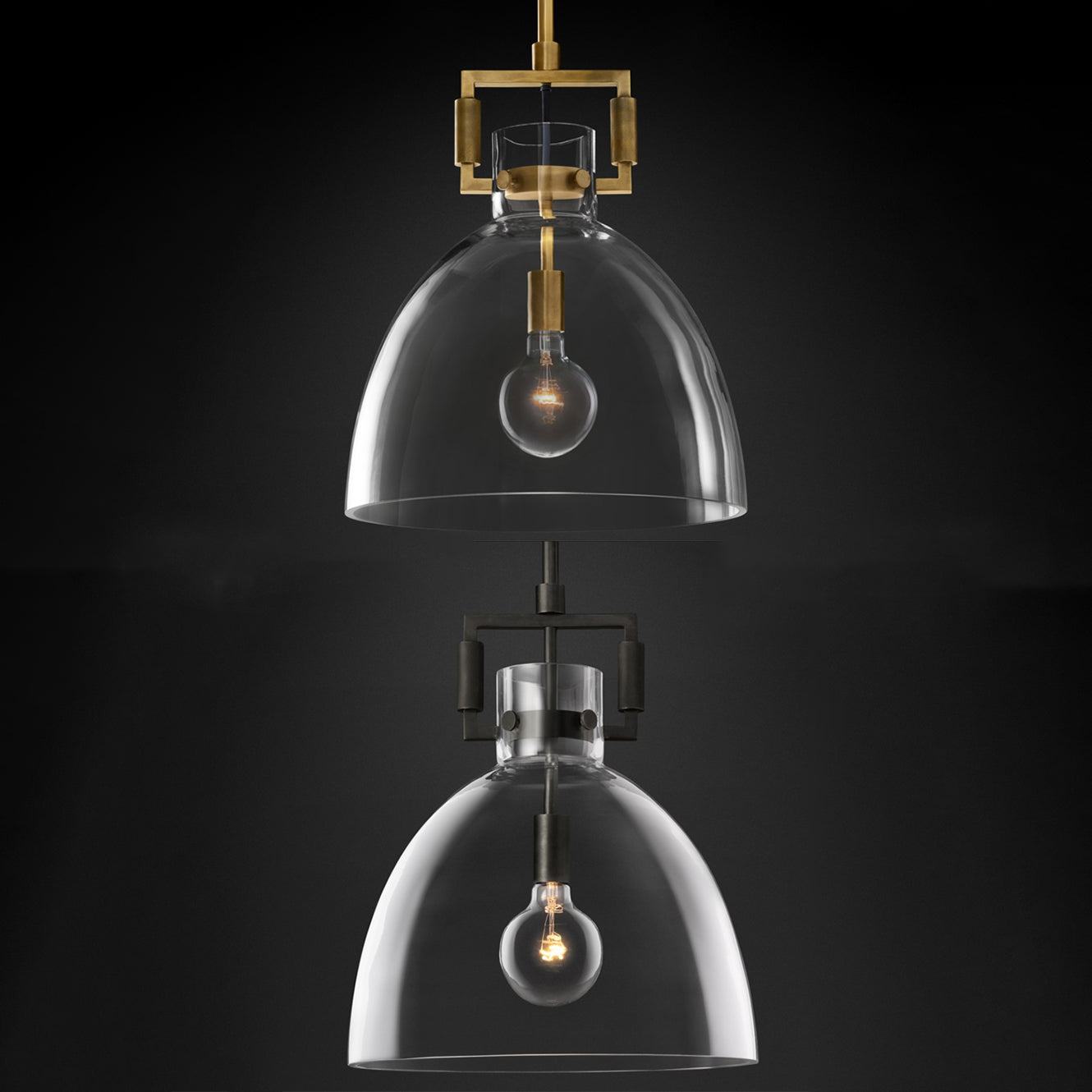 Stile industriale sospeso a sospensione vetro trasparente 1 testa a testa leggera per il ristorante Cafe