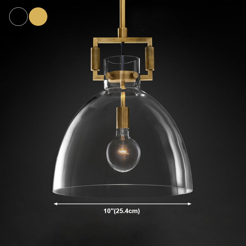 Stile industriale sospeso a sospensione vetro trasparente 1 testa a testa leggera per il ristorante Cafe