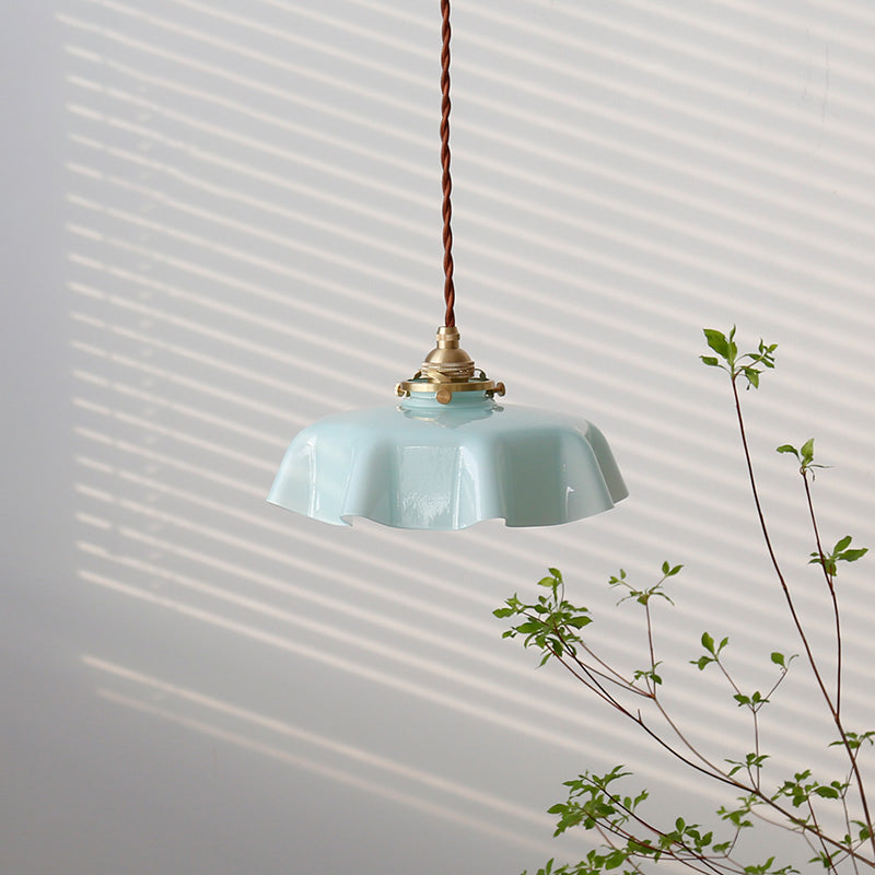 Nordic Style Macaron Pendant Light Metal Glass Hanging Light for Bedside