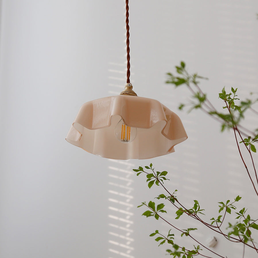 Nordic Style Macaron Pendant Light Metal Glass Hanging Light for Bedside