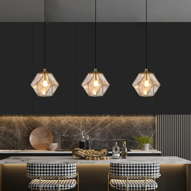 Verre géométrique suspendue Lumière Créative 1 Livrage léger Pendant le suspension moderne