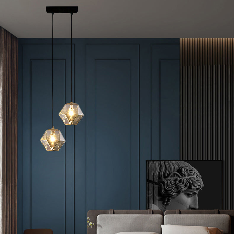 Verre géométrique suspendue Lumière Créative 1 Livrage léger Pendant le suspension moderne