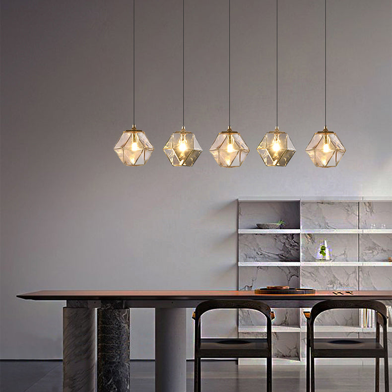 Verre géométrique suspendue Lumière Créative 1 Livrage léger Pendant le suspension moderne