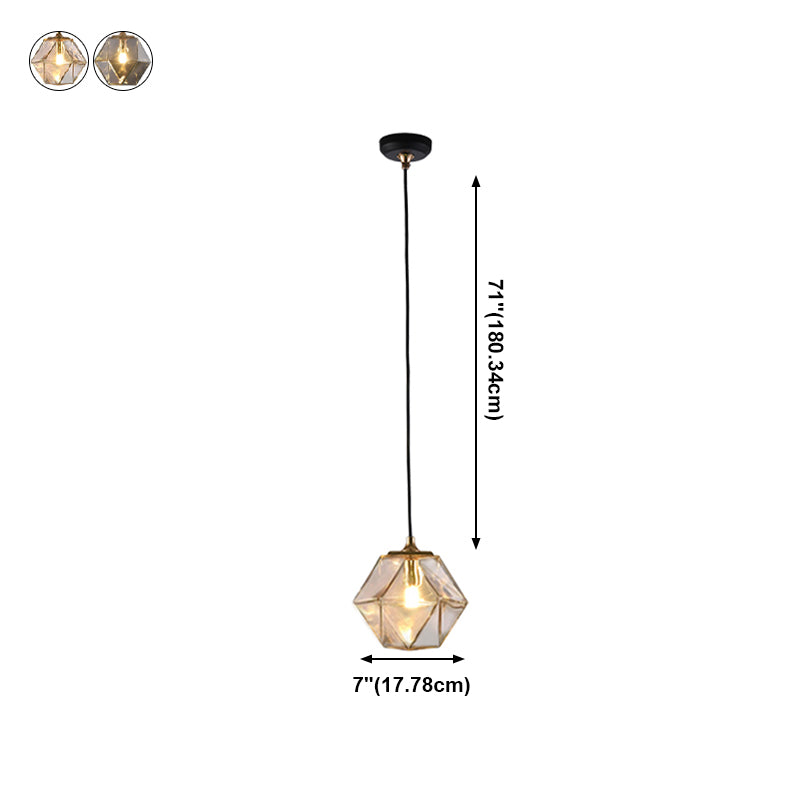 Verre géométrique suspendue Lumière Créative 1 Livrage léger Pendant le suspension moderne