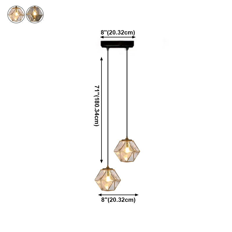 Verre géométrique suspendue Lumière Créative 1 Livrage léger Pendant le suspension moderne