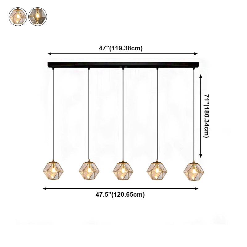 Verre géométrique suspendue Lumière Créative 1 Livrage léger Pendant le suspension moderne