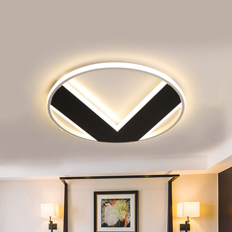 Plafonnier moderne en forme de V, 16/19.5/25.5 pouces, en acrylique noir, luminaire créatif pour chambre à coucher, blanc chaud/blanc