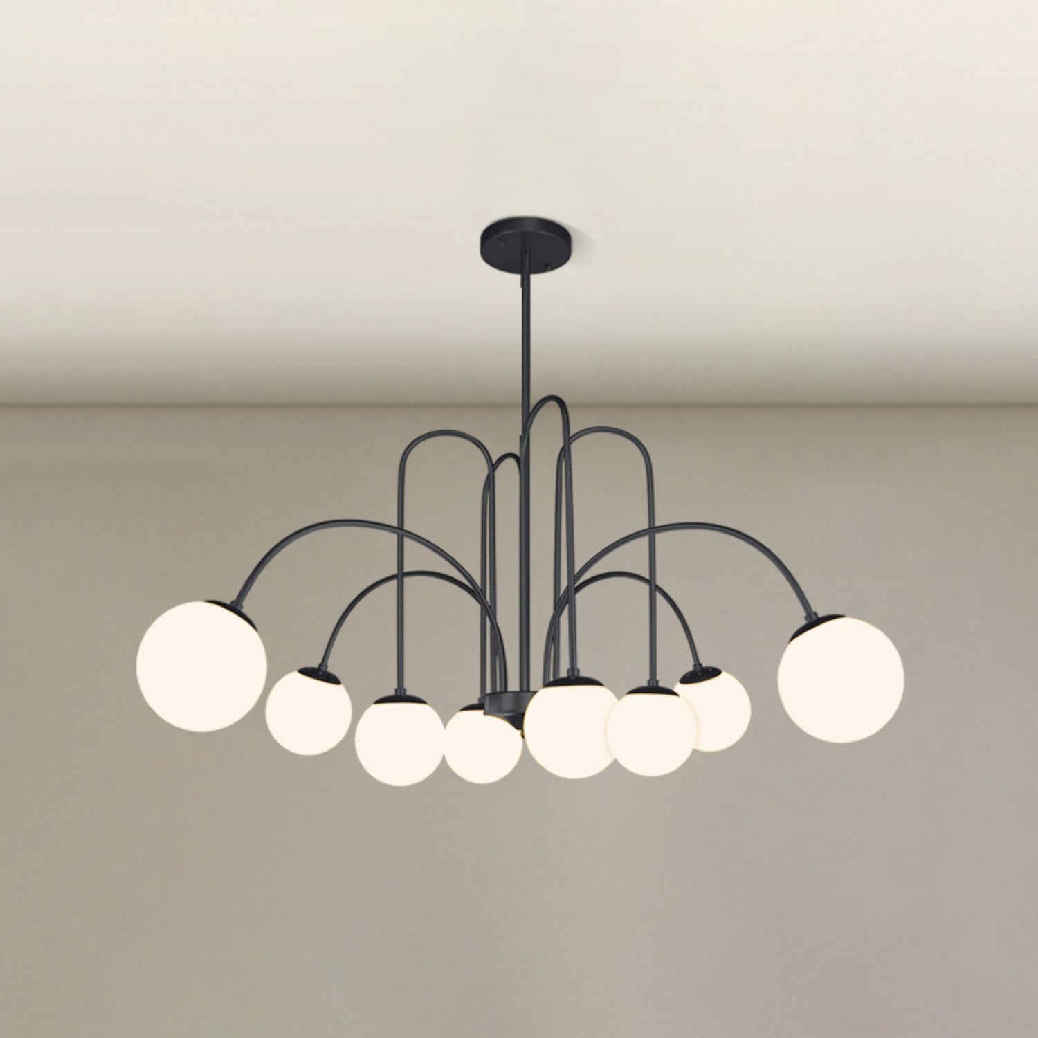 Modern Metal Chandelier Light Globe Multi-Head Pendant Lamps with Glass Shade