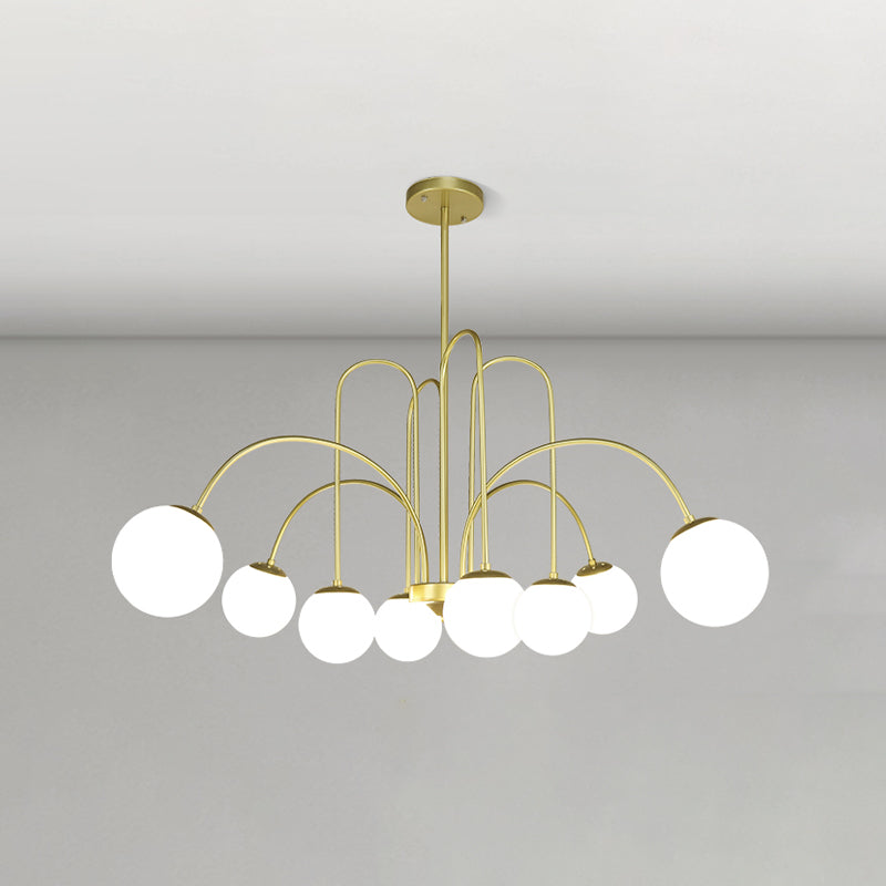 Modern Metal Chandelier Light Globe Multi-Head Pendant Lamps with Glass Shade