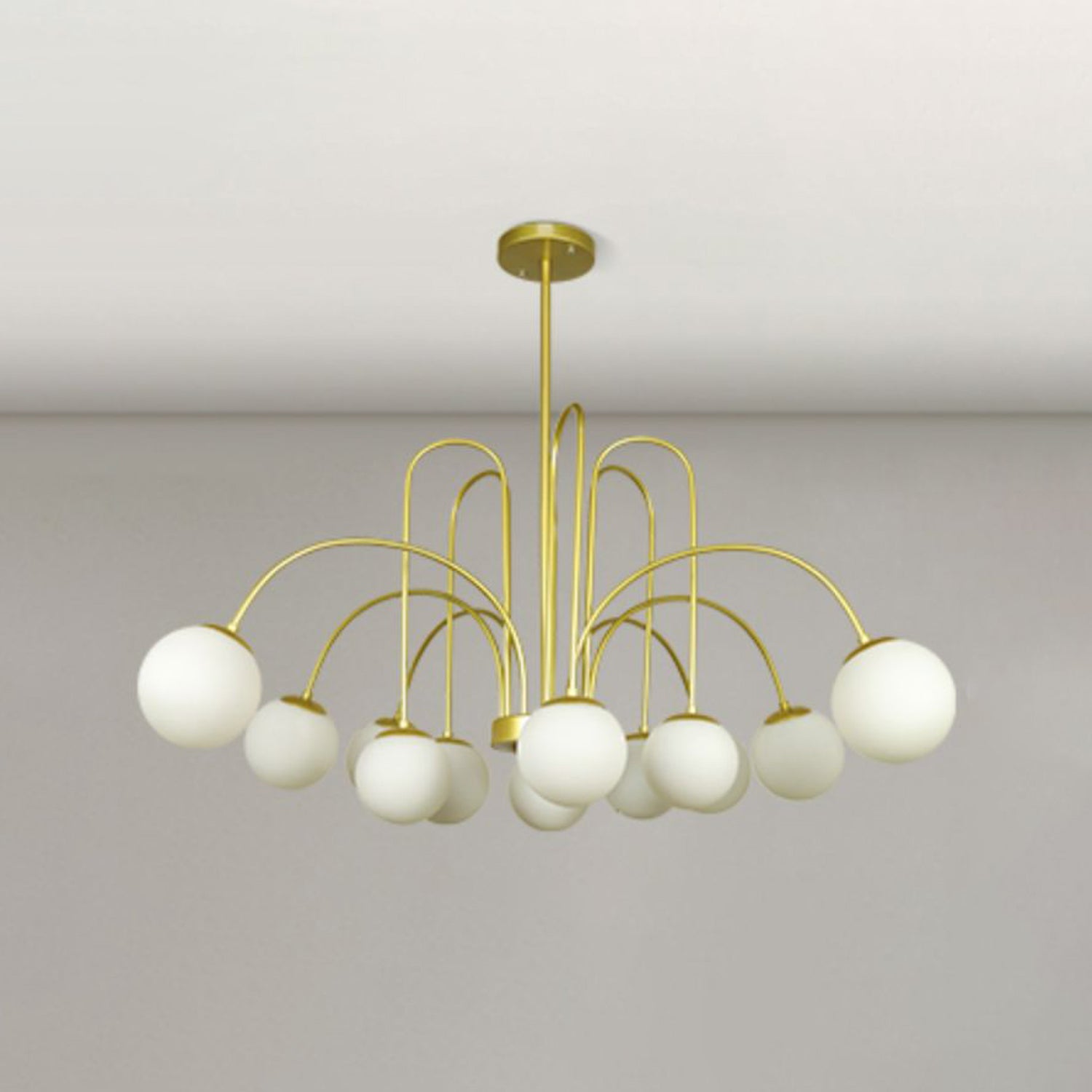 Modern Metal Chandelier Light Globe Multi-Head Pendant Lamps with Glass Shade