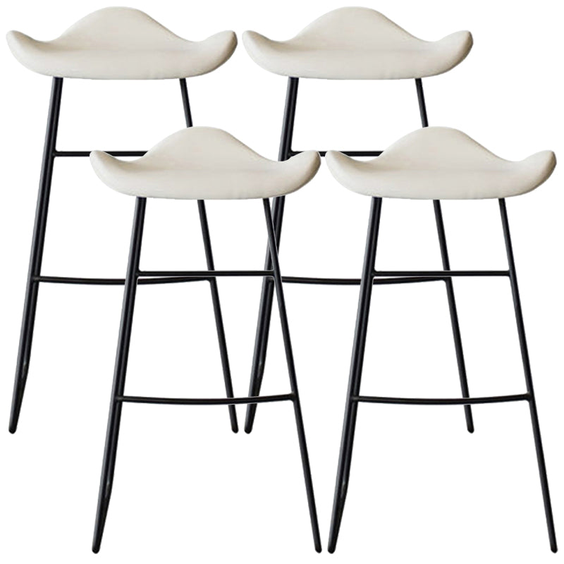 Black Iron Backless Quilted Barstool Industrial Indoor Tall Stool with Leather Seat