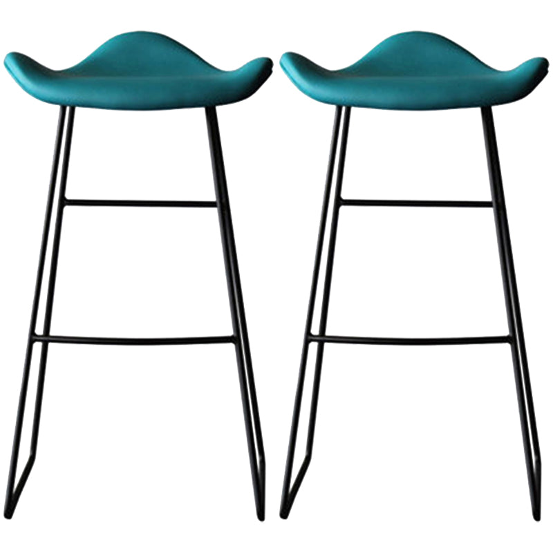 Black Iron Backless Quilted Barstool Industrial Indoor Tall Stool with Leather Seat