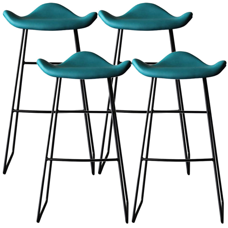 Black Iron Backless Quilted Barstool Industrial Indoor Tall Stool with Leather Seat