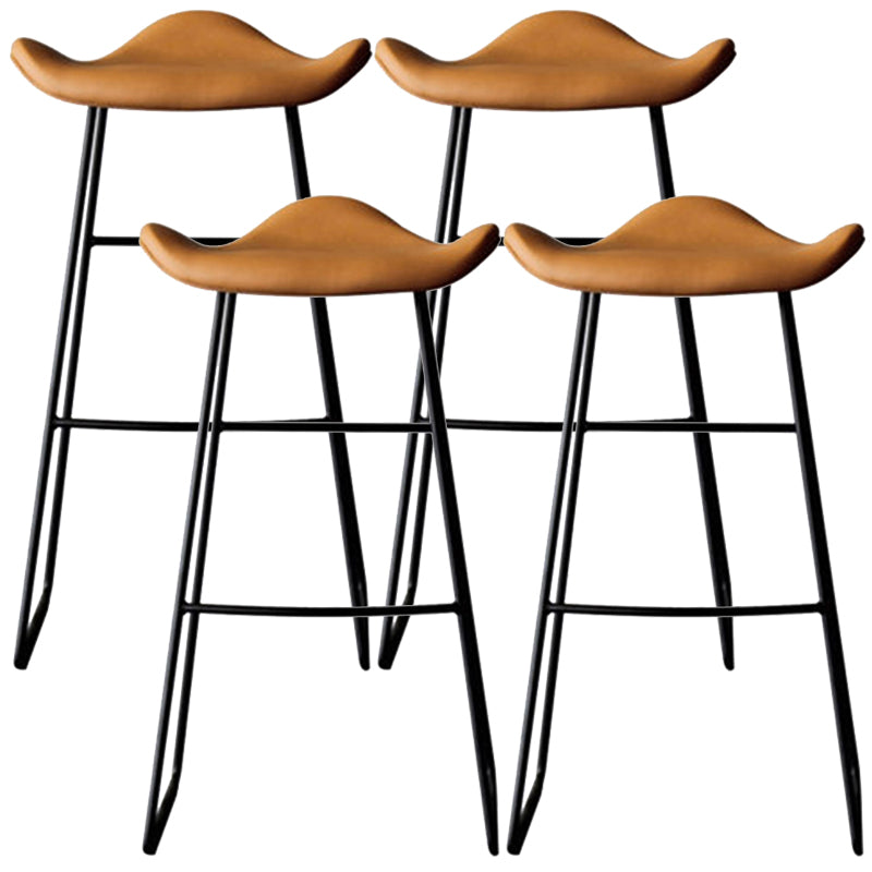 Black Iron Backless Quilted Barstool Industrial Indoor Tall Stool with Leather Seat