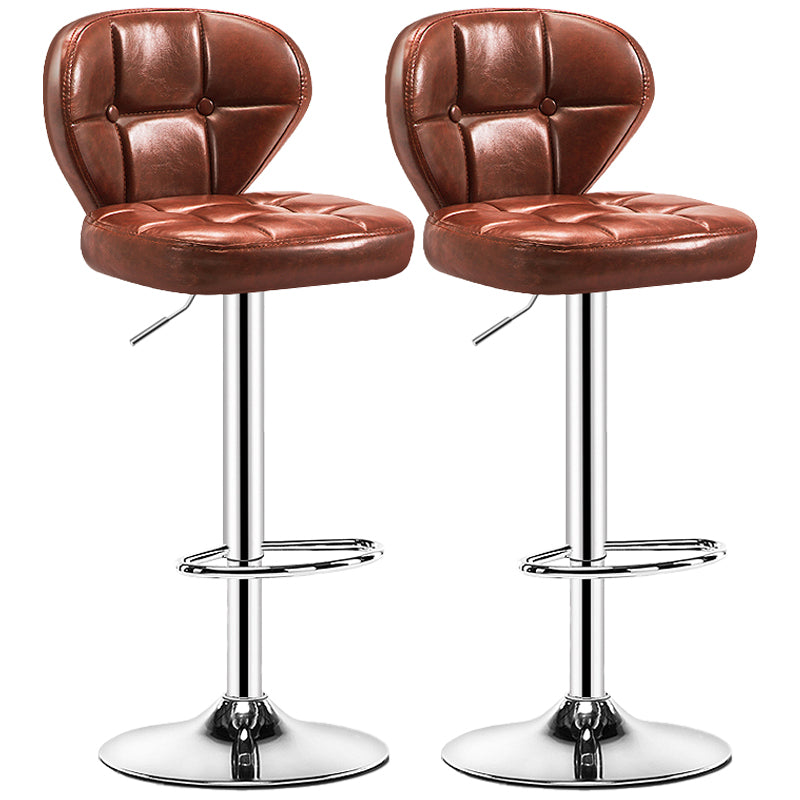 Nordic Style Leather Upholstered Barstool Adjustable Height Swivel Bar Stool