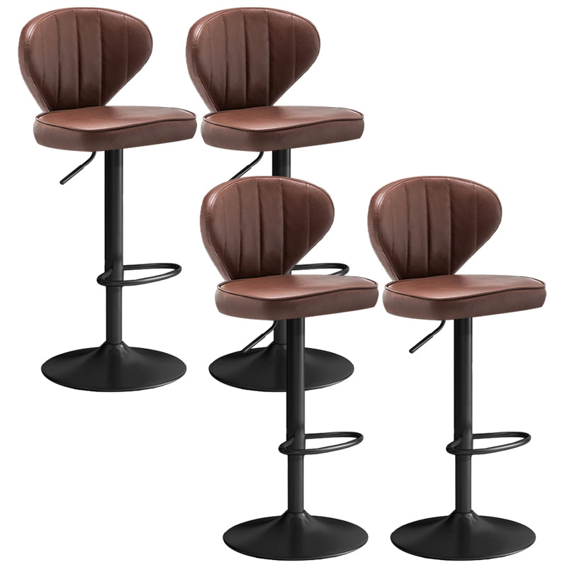 Nordic Style Leather Upholstered Barstool Adjustable Height Swivel Bar Stool