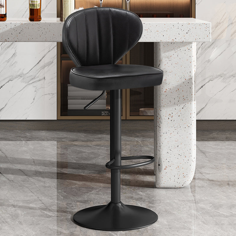 Nordic Style Leather Upholstered Barstool Adjustable Height Swivel Bar Stool