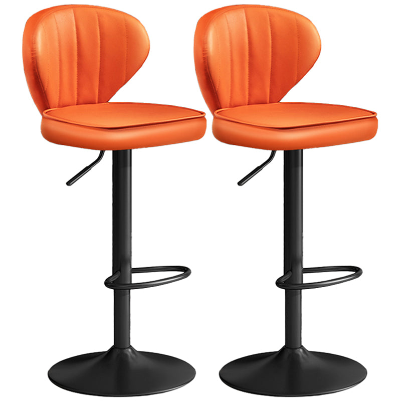Nordic Style Leather Upholstered Barstool Adjustable Height Swivel Bar Stool