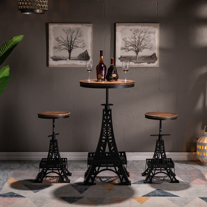 Industrial Black Iron Counter Stools Backless Indoor Bar Stool with Round Seat