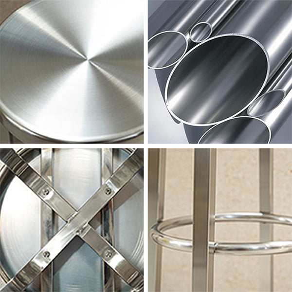 Silber glänzend gebürstete Barstool Edelstahl Außenstuhl mit rundem Sitz 1 Stück