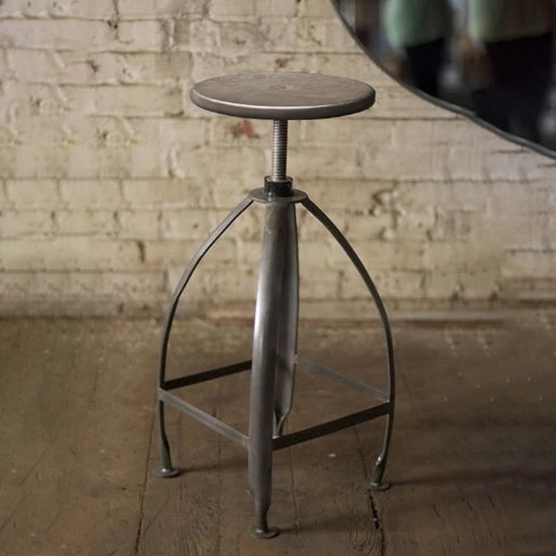 Industrial Adjustable Height Iron Bar Stool 33-inch Round Bristol Bar Stool, 1 Piece