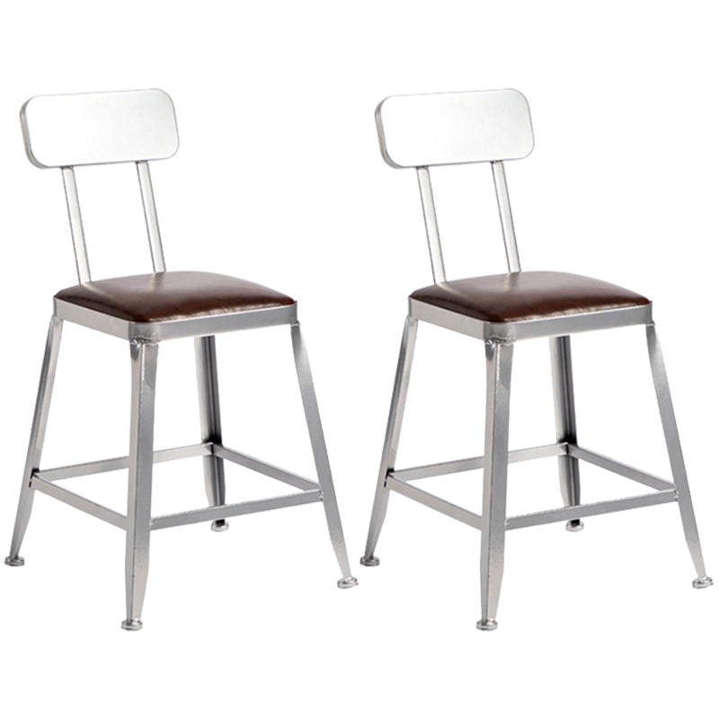 Armless Indoor Barstool Industrial Leather Counter Stool Brushed Silver