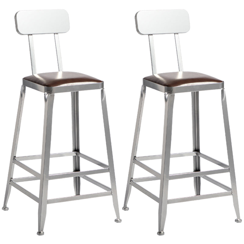 Armless Indoor Barstool Industrial Leather Counter Stool Brushed Silver