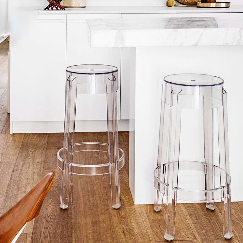 Taburete de barra de plástico transparente de estilo nórdico de 30 pulgadas para comedor para comedor