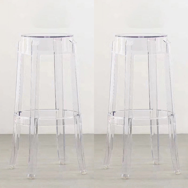 Taburete de barra de plástico transparente de estilo nórdico de 30 pulgadas para comedor para comedor