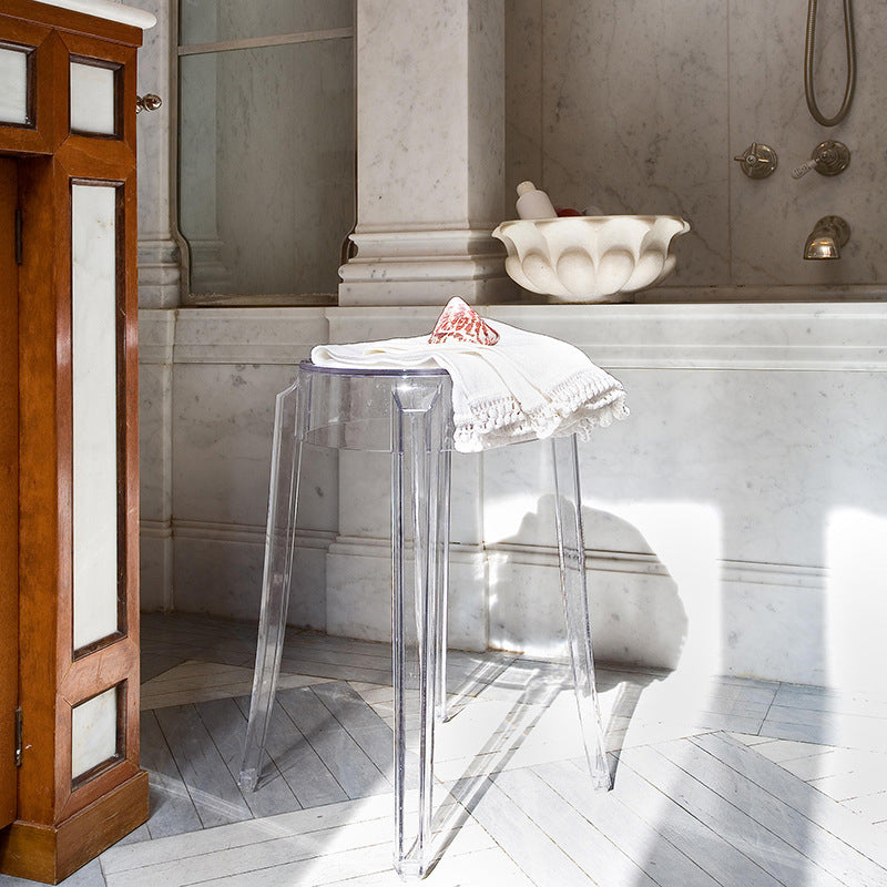 Taburete de barra de plástico transparente de estilo nórdico de 30 pulgadas para comedor para comedor