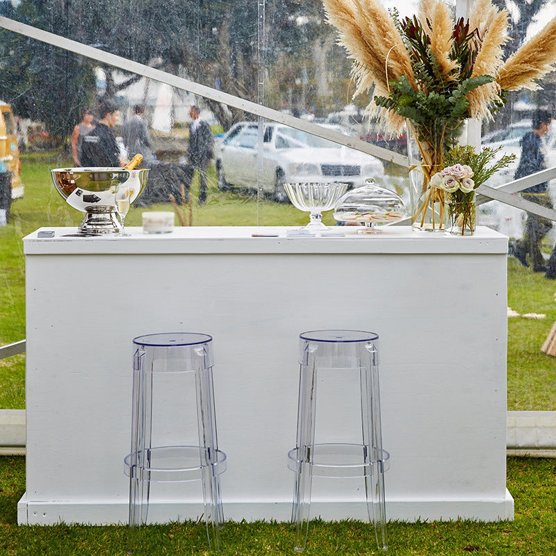 Taburete de barra de plástico transparente de estilo nórdico de 30 pulgadas para comedor para comedor