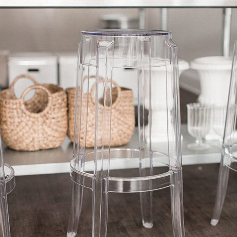 Taburete de barra de plástico transparente de estilo nórdico de 30 pulgadas para comedor para comedor