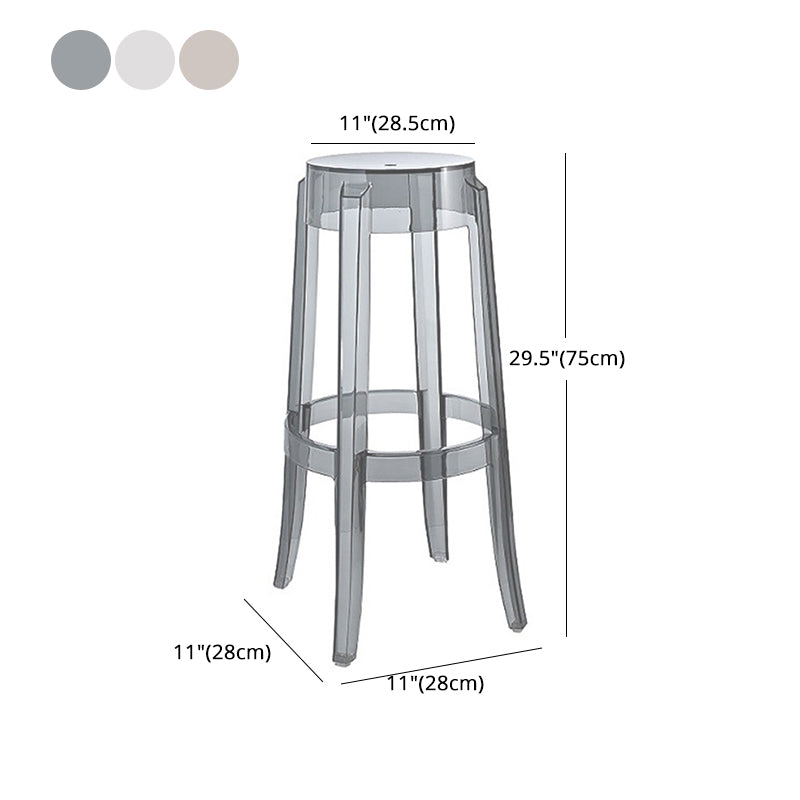 Taburete de barra de plástico transparente de estilo nórdico de 30 pulgadas para comedor para comedor